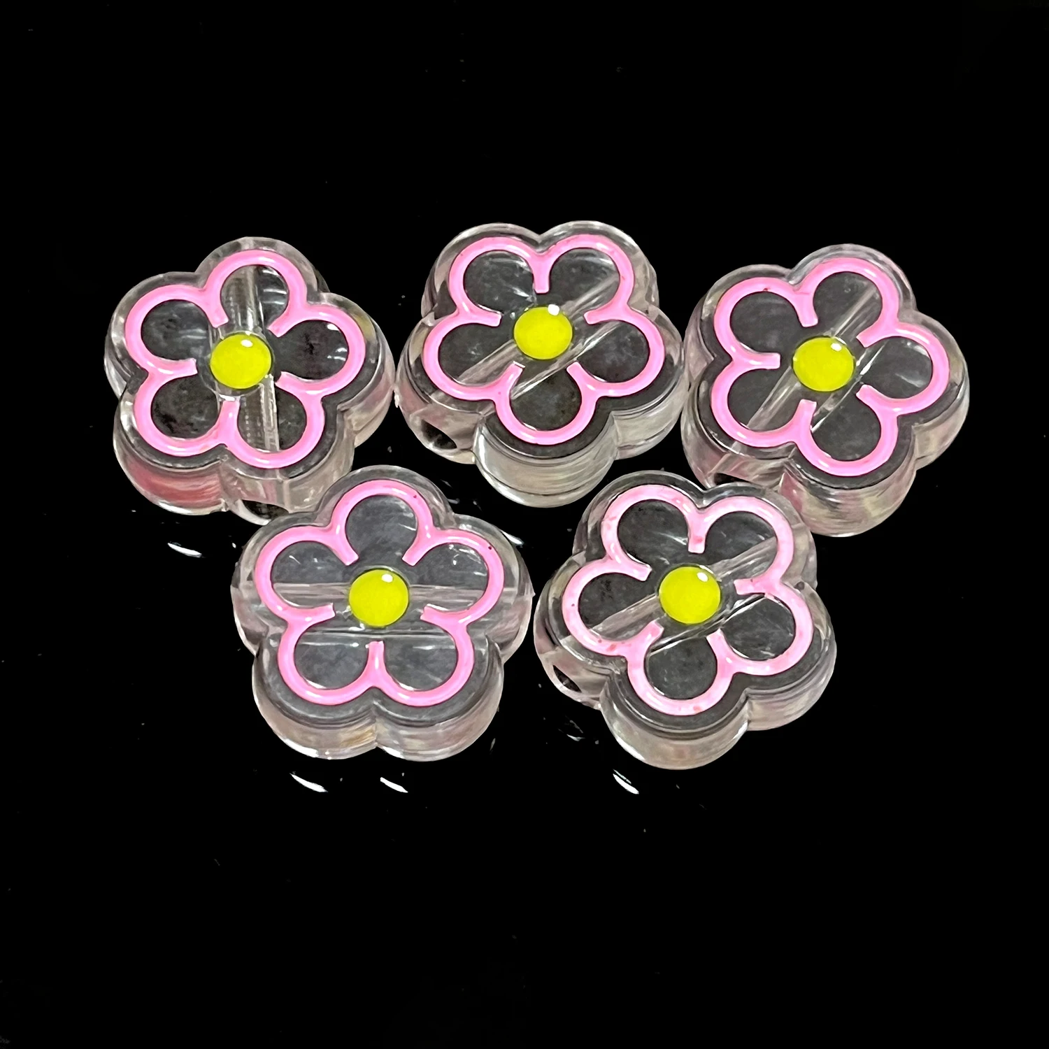 5-20 Stück 19 mm Sonnenblumen-Acrylperlen, transparent, lose Distanzperlen für Handarbeiten, DIY-Armband, Halskette, Schmuckherstellung – Detail 11