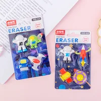 4Pcs/Set Cartoon Space Astronauts Aliens Flying Saucers Eraser Creative Card Pencil Erasers Cute Rubber Kids School Stationery 1