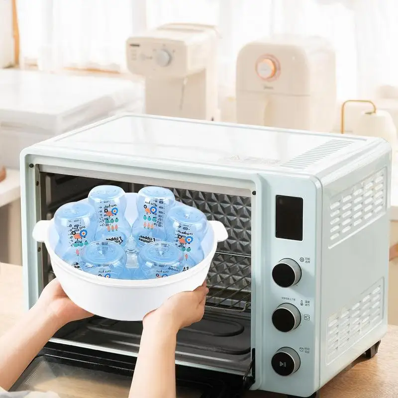 Microwave Steam Steriliser for Baby Bottles High Temperature Microwave Steam Nipple Sterilizer Baby Bottle Holder Storage