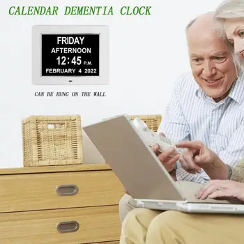 노인 큰 글꼴 지능형 알람 시계, 8 인치 디지털 시계, LED 전자 책상 달력, 치매 시계, 홈 장식용