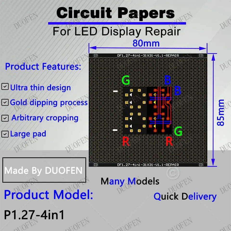 P1.27-4in1 Circuit Paper，80X85mm ,Used for repairing damaged PCB pads