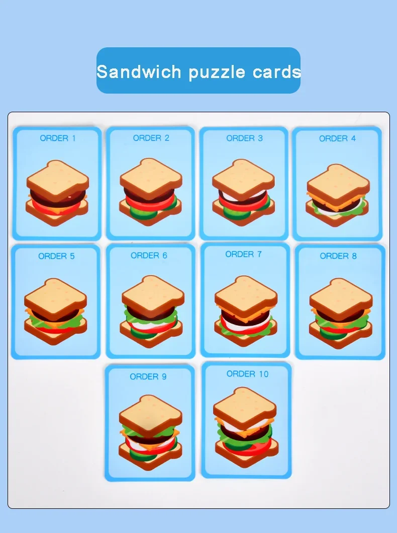 Juego de simulación de cocina para niños, juguetes de madera, sándwich de hamburguesa, juegos a juego de comida de simul