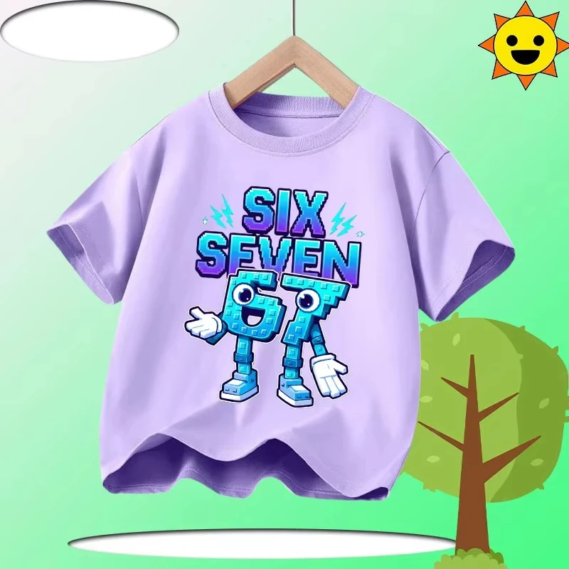 Kids Purple Fire Lightning Graphic T-Shirt - Soft Cotton Game Tee