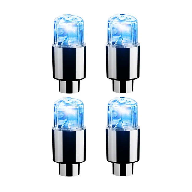 Set of 4 Vibrant LED Wheel Lights for Tire Valve Caps - Neon Light Covers for Vehicles and Bicycles