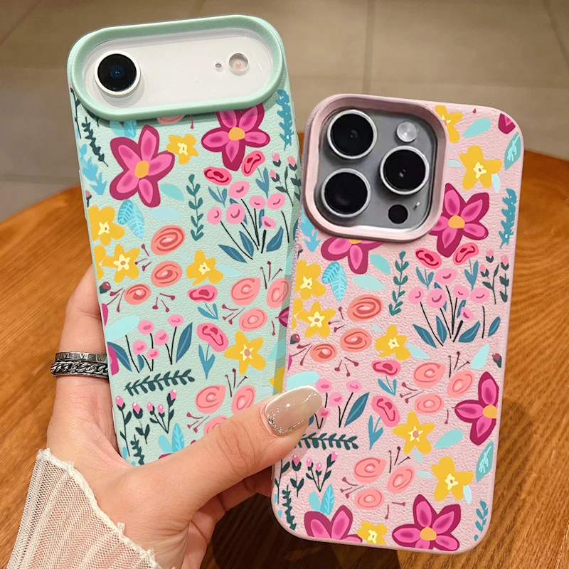 Rose Red Floral Print Soft Silicone Leather Texture Phone Case