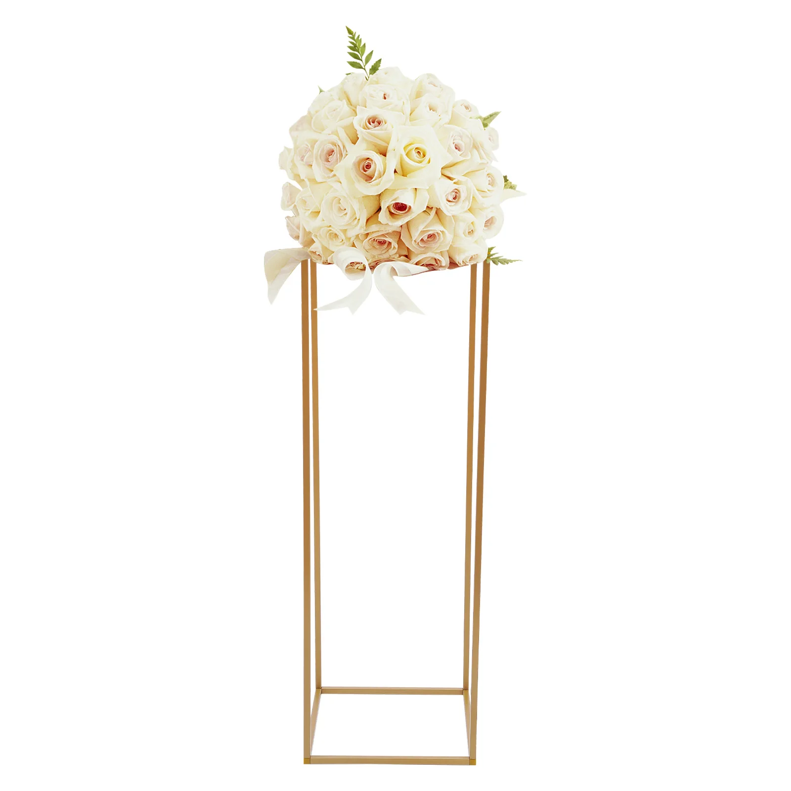 10 Stück geometrische Blumenständer aus Metall, 80 cm hoch, goldfarbener Blumenständer, Straßenführung, Metallboden, Vasensäule, Herzstück, rechteckig – Detail 9