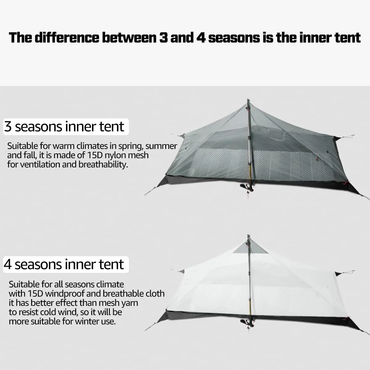 Camping Tent 3F UL Gear Lanshan1 Ultralight 3/4 Season For 1p