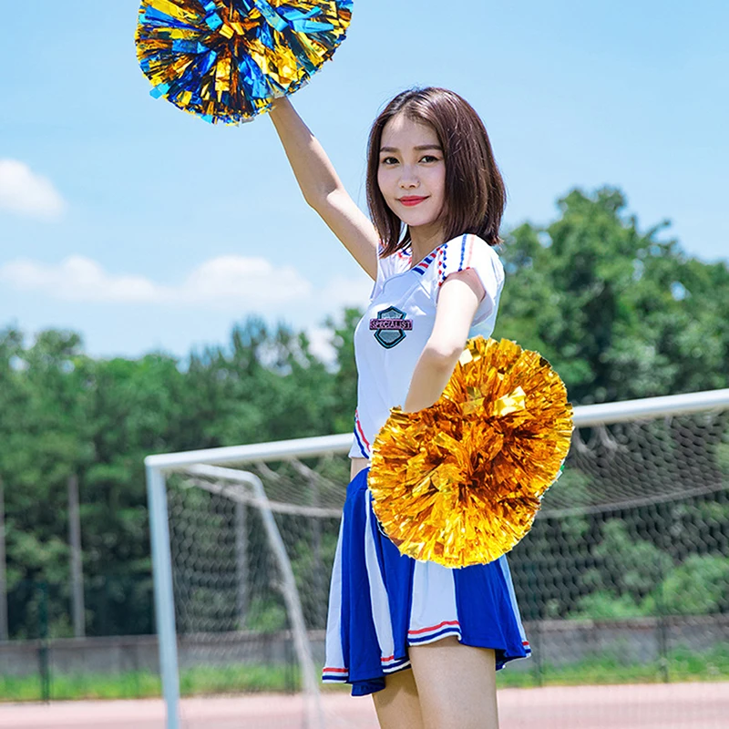 1Pc 30CM Game Pom Poms With Handle Cheerleading Cheering Ball Sports Match Vocal Dance Party Concert Decorator Come On Props
