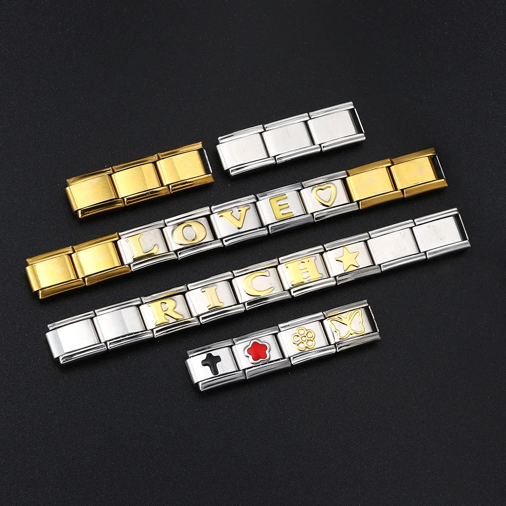 Retro-Armband mit personalisierter individueller Option, A-Z, 26 Buchstaben, Charm, italienische Glieder, passend für 9 mm Armbänder, Edelstahl-Schmuck, DIY-Herstellung – Detail 2