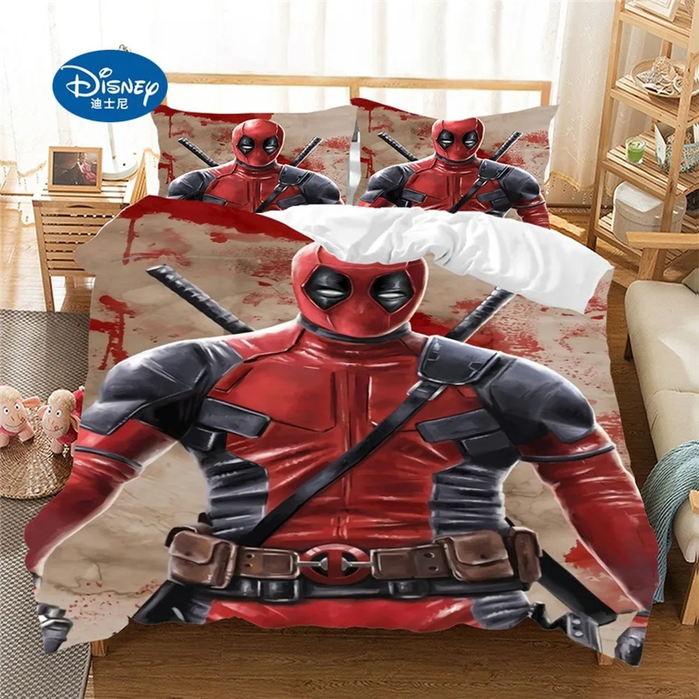

Комплект постельного белья Disney Deadpool, пододеяльник, наволочка, домашний текстиль, подарок для взрослых и детей, подушка Queen Комплект постельного белья королевского размера cace