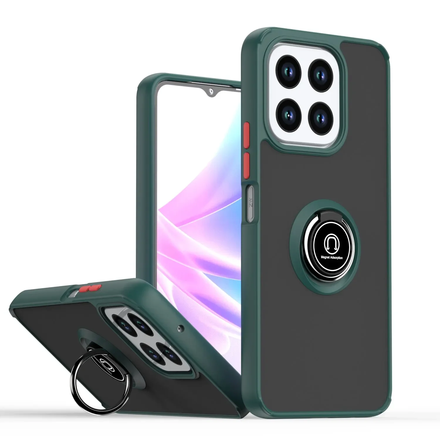 Armor Matte Case with Ring Magnetic Stand Holder - Shockproof Protective Cover