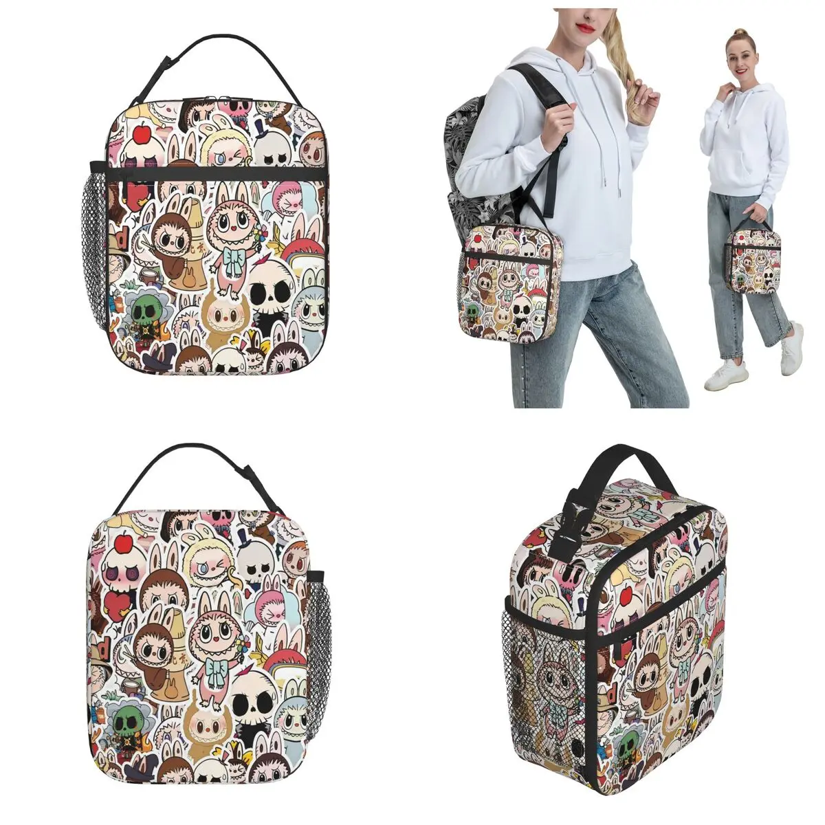 Labubu Insulated Lunch Bags Food Bag Portable Thermal Cooler Lunch Box For Work