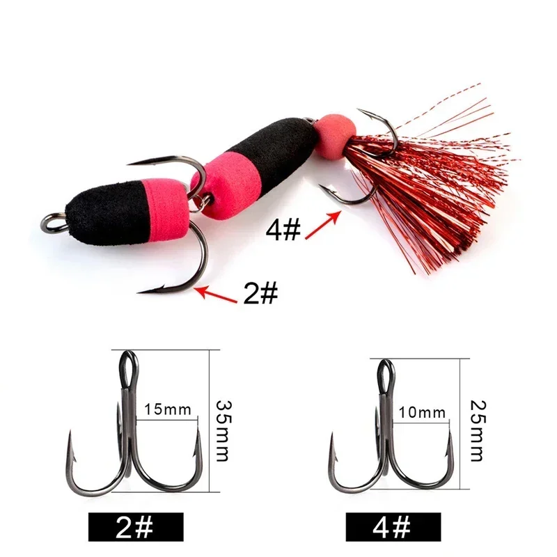 New polychrome Size Foam bait Bass Lure 4.5g Soft Fishing Luya Bait Density Foam Swim Baits with 2 Treble Hooks 3