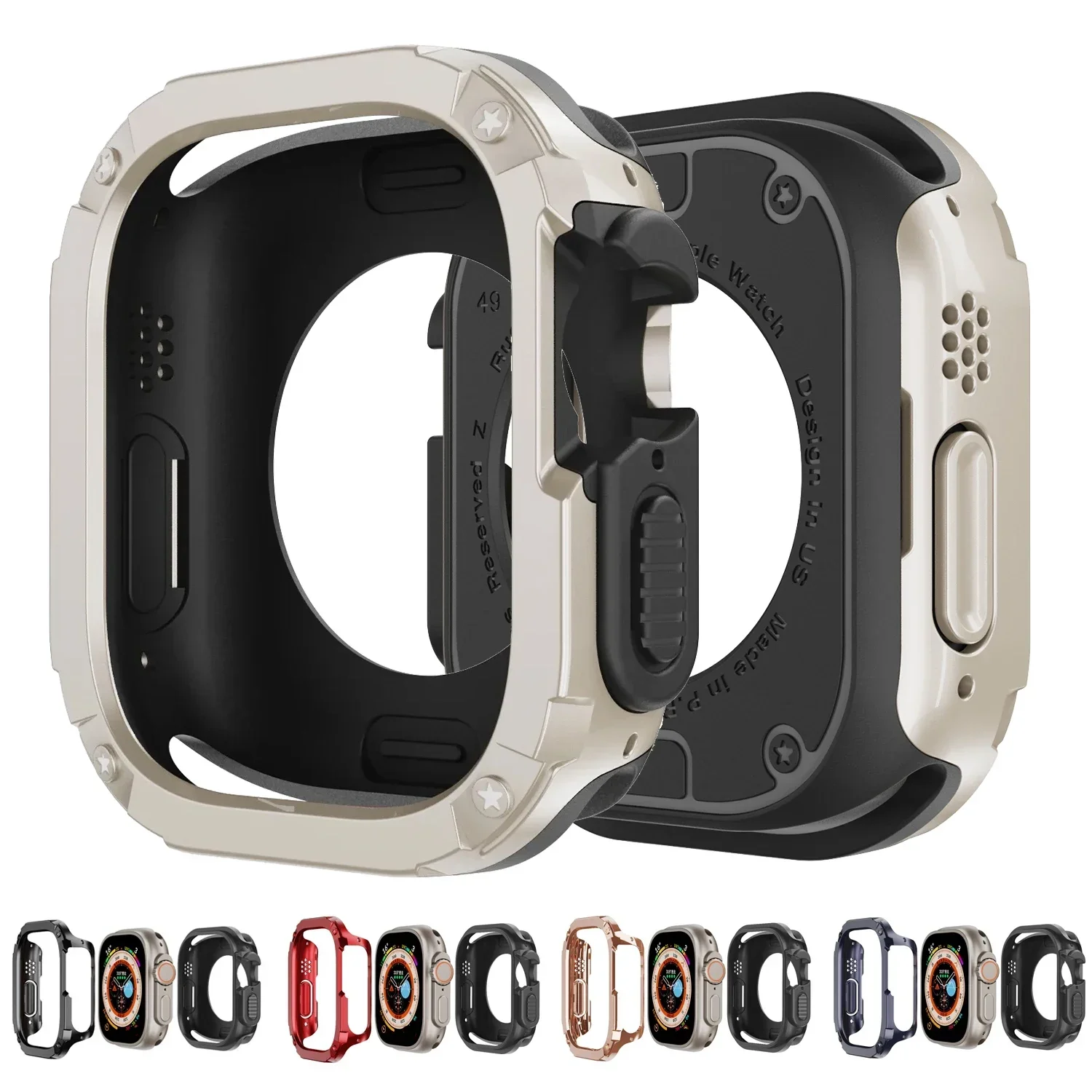 Durable 2-in-1 Shockproof Apple Watch Case with TPU + PC Protector