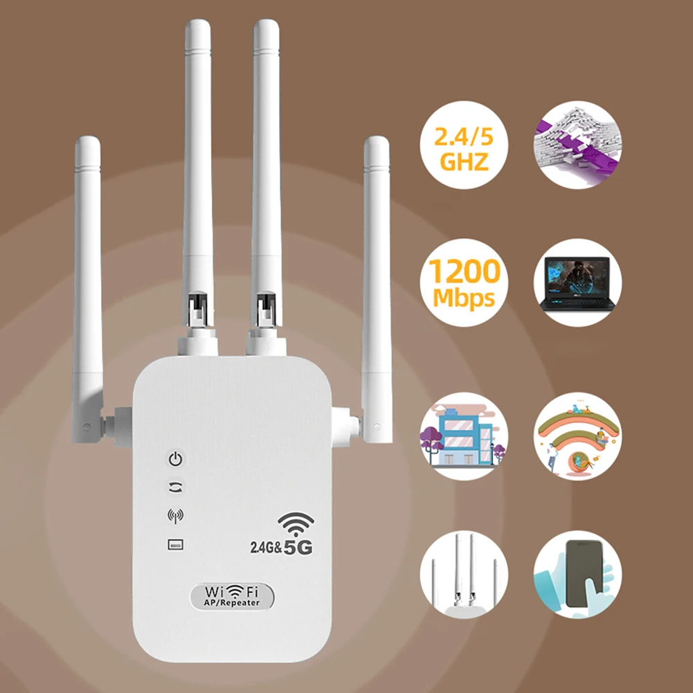 High-Speed Dual Band WiFi Signal Booster - Long Range Network Extender