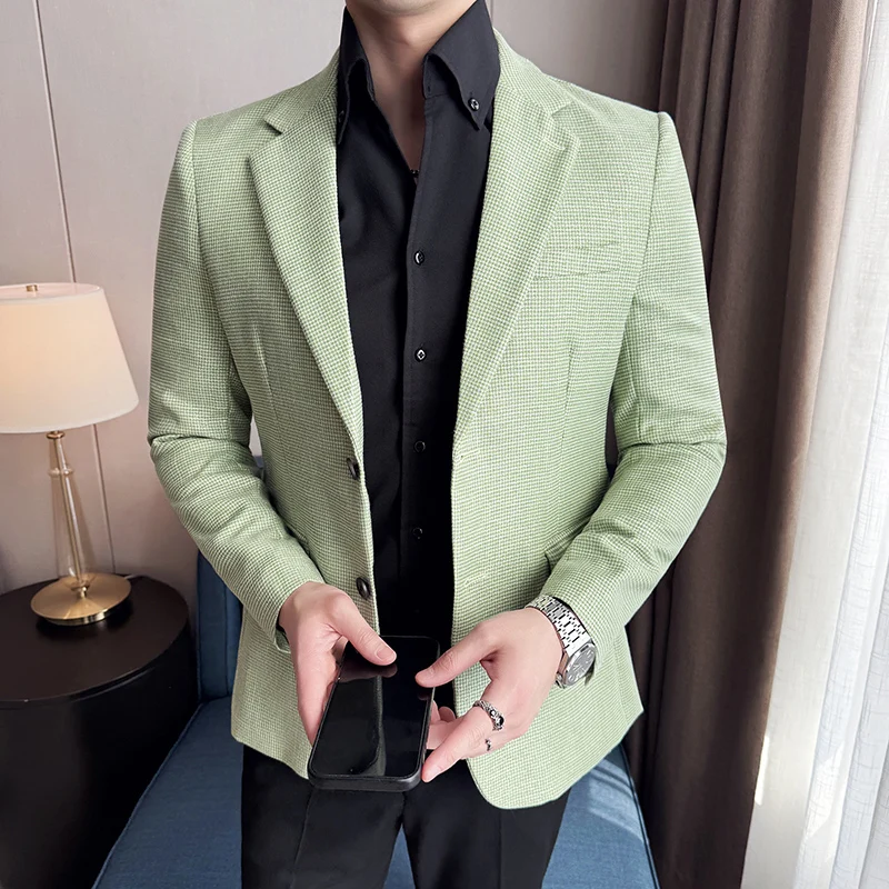 Men Suit Jacket Blazer Hombre High-quality Fashionable and Elegant Men Business Slim Fit Suit Jacket Social Party Formal