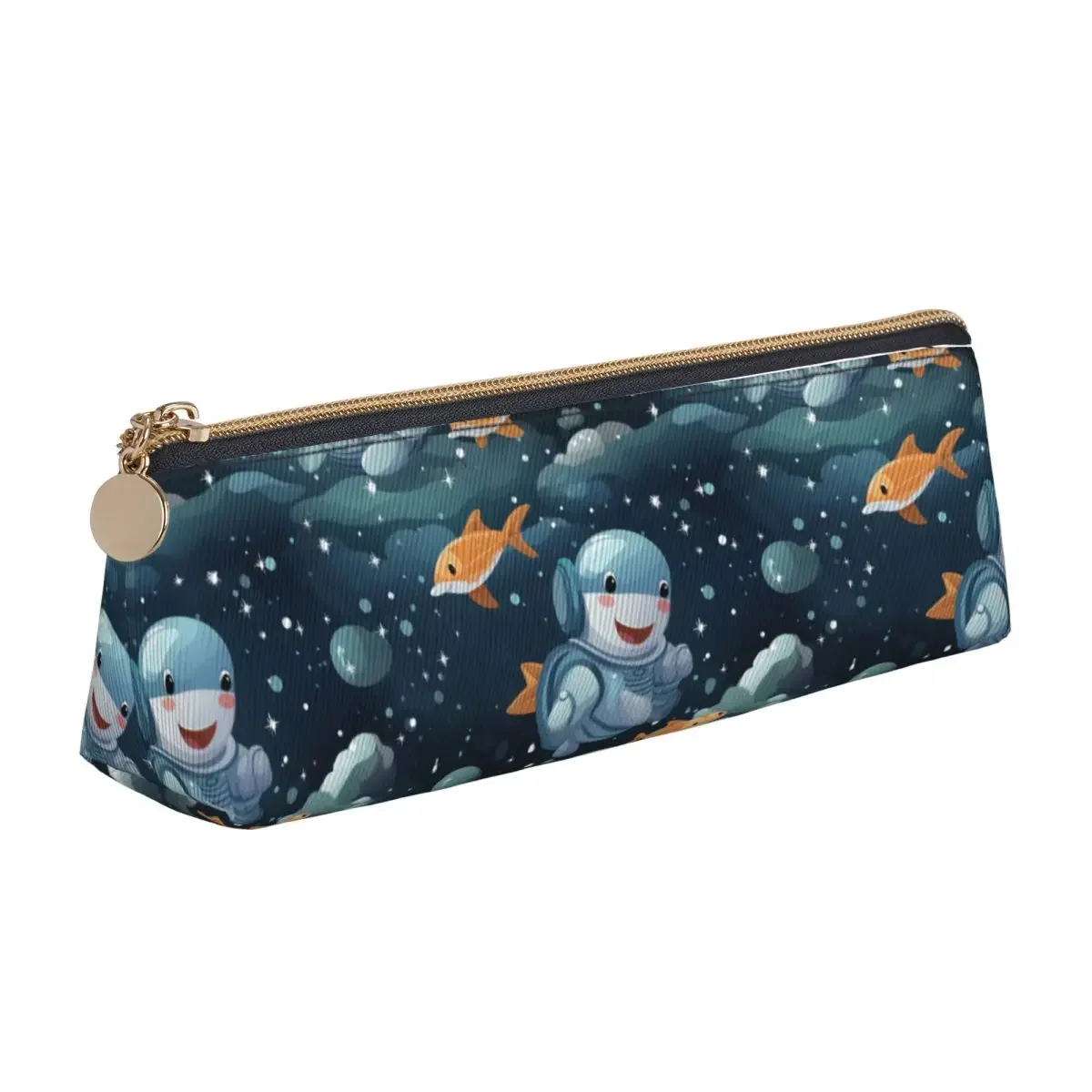 

Dolphin Astronaut Triangle Pencil Case cloud kawaii For Child Elementary School Zipper Pencil Box Cool Leather Pen Bag