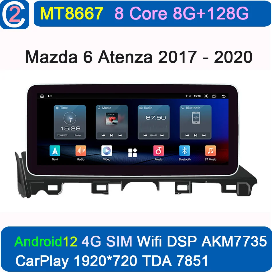 

Для Mazda 6 Atenza 2017 2018 2019 2020 Android автомобильный мультимедийный плеер радио 2Din стерео приемник Авторадио GPS навигация головное устройство