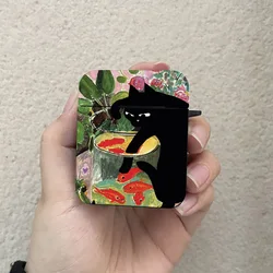 Abstract Art Cat Design AirPods Protective Case - Black Wireless Earphone Cover - Airpods Pro (B)