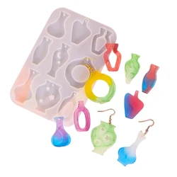 DIY Crystal Epoxy Resin Mold Flowerpot Pendant Silicone Mold Keychain Earrings