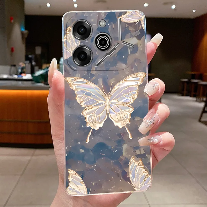 Luxury Butterfly Flowers Transparent Soft TPU Phone Case