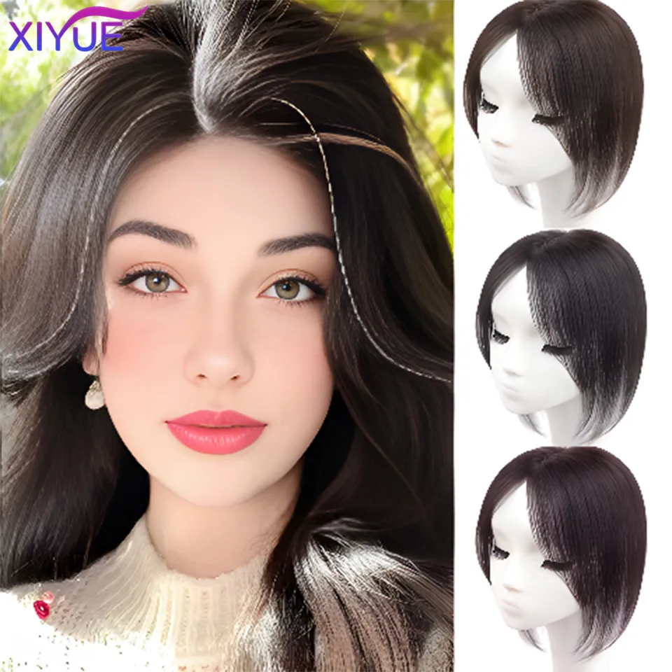 

XIYUE Women's wig head top hair replacement high skull top hair increase covered white hair fluffy thin and traceless wig piece