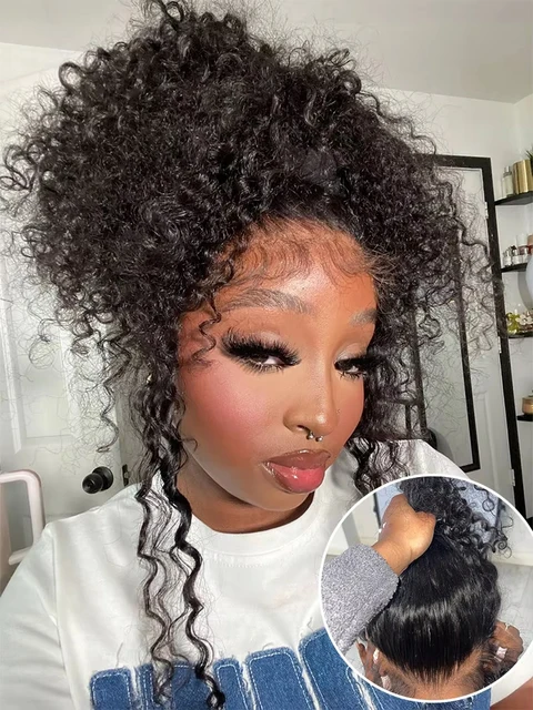 250% Perruque Cheveux Humains 100% Perruque Bouclée Perruque Livraison 3 Jours France Perruque 360 Lace Frontal Cheveux Humain Cheveux Humains Full Lace Perruque 13x6 Transparent Lace Perruque Raw Hair Sans Colle 1
