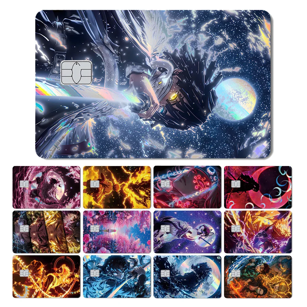 Magic Shark Cool Demon Slayers Anime Tanjiro Nezuko Holographische Laser Haut Abdeckung Aufkleber Film für Debit Kreditkarte