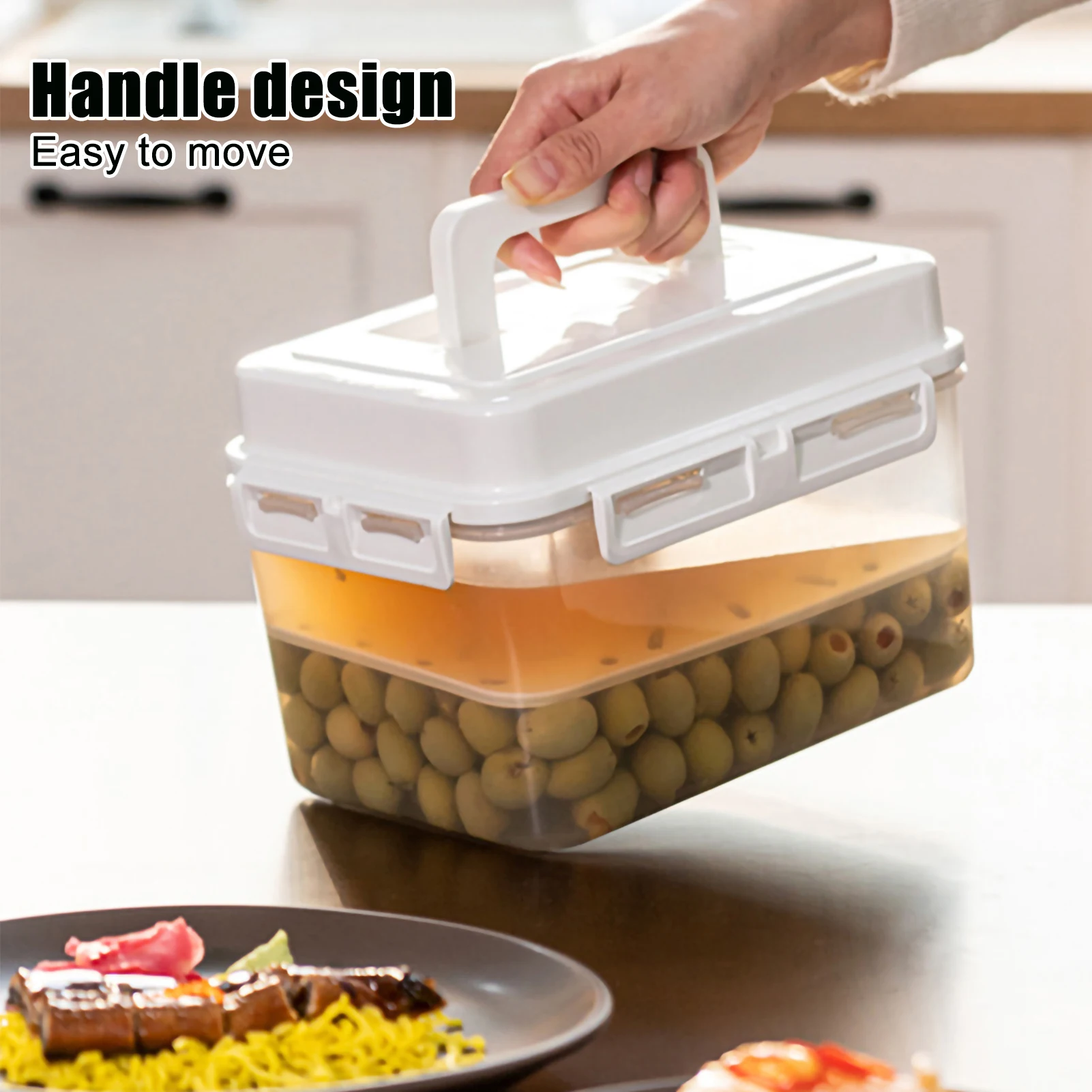 4/5L Pickle Jar Leakproof Pickle Fermentation Container Portable for Gherkin Sauerkraut Olive and Kimchi Home Storage Container 2
