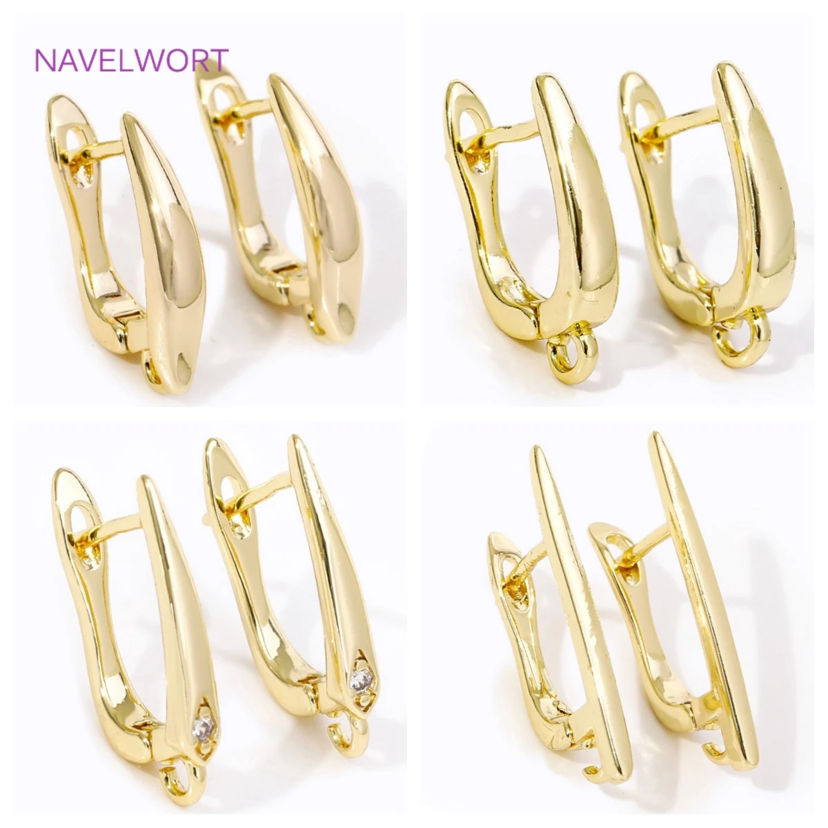 

18K Gold Plated Smooth Earring Hook Clasps Brass Metal Ear Wire Hooks，Jewelry Making Supplies DIY Earring Making Accessories