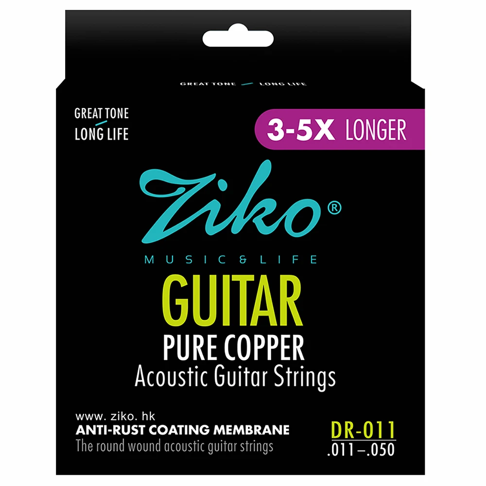 

ZIKO DR-011 Acoustic Guitar Strings Hexagon Alloy Wire Pure Copper Wound Anti-Rust Coating Acoustic Guitar Strings Accessories