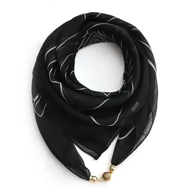 Fashion Magnetic Buckle Scarf Women Simple Versatile For Daily Use Scarves Autumn And Winter Square Scarf Neck Protection