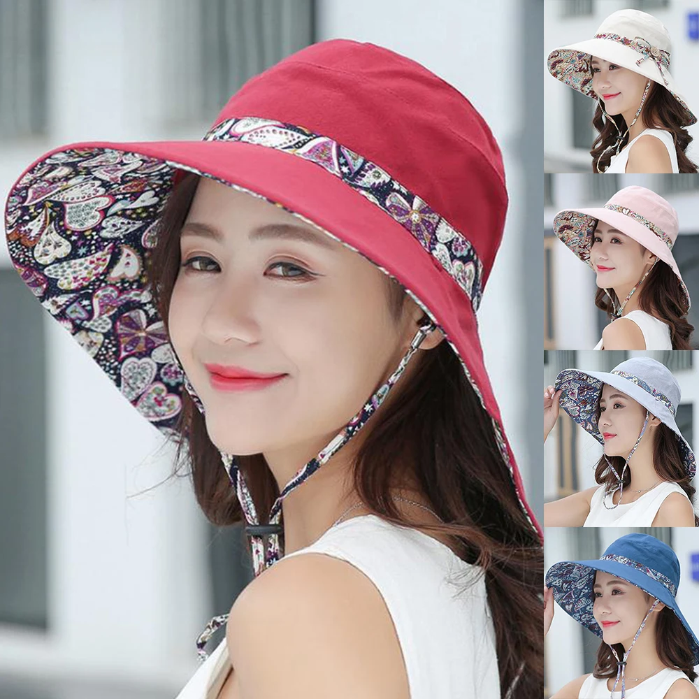 

Fashion Foldable Bucket Hat for Women Girls Summer Sun Hat Visor Fisherman Cap Anti-UV Wide Brim Sunscreen Hats Caps