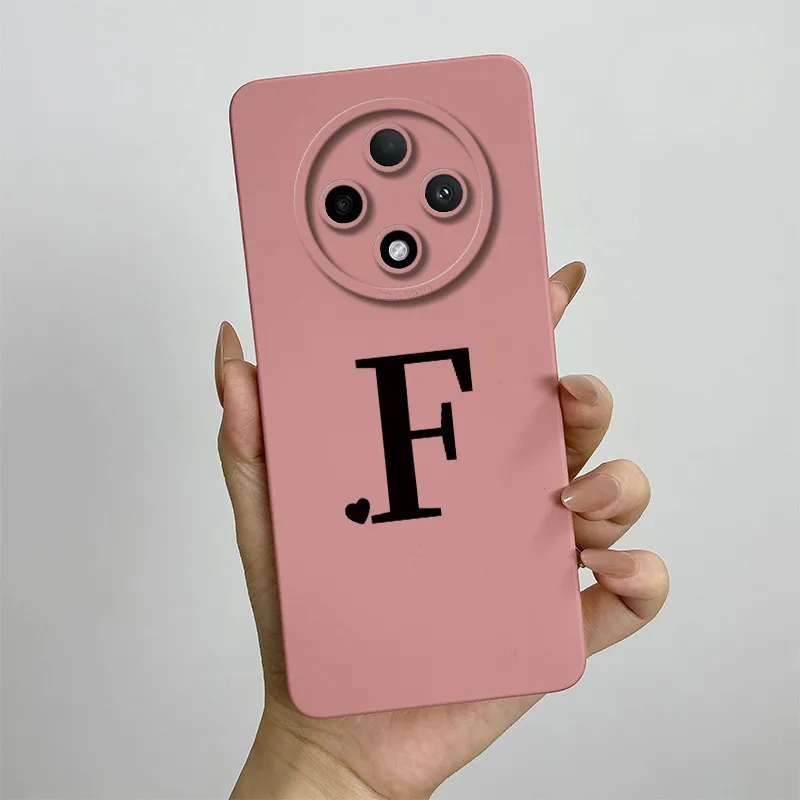 Cute Initial Letters Square Silicone Matte Shockproof Back Cover