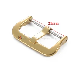 Premium Metal Watch Band Clasp with Adjustable Fit (A - Gold - 21mm)