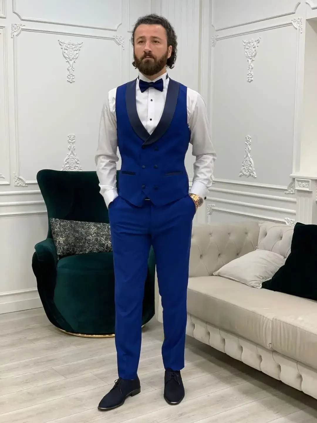 Men's Royal Blue 3-Piece Suit View 2
