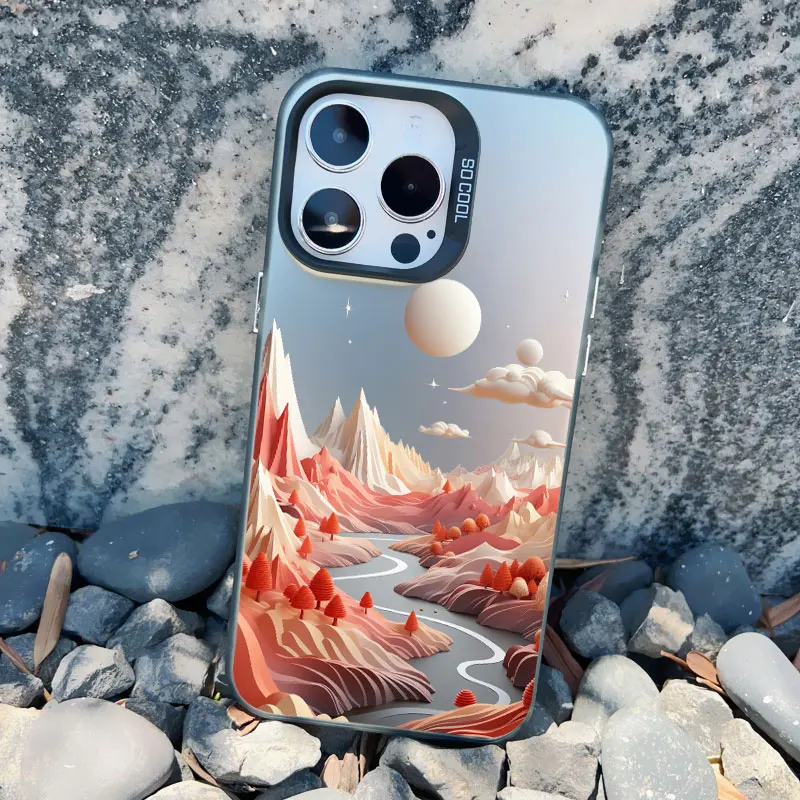 Kreative Berge Landschaft Landschaft 2D Druck Telefon Fall Für iPhone 13 Mini 15 14 Plus 15 14 13 12 11 Pro Max Laser Abdeckungen – Detail 4