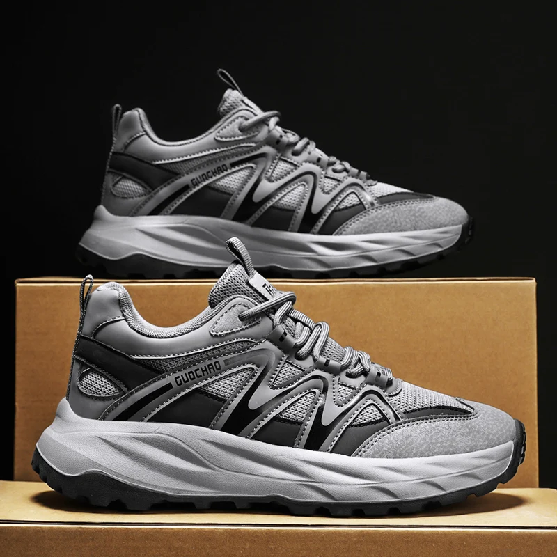 

New Breathable Mesh Shoes Men's Trendy Mixed Color Shock-absorbing Running Shoes Fashion Outdoor Casual Daily Male Sports Shoes