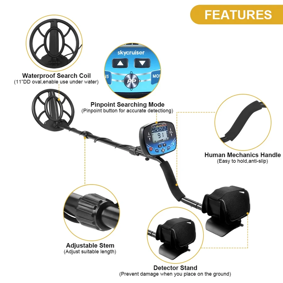 MD910B Metal Detector Underground Professional Depth gool Search Finder Gold Detector Treasure Detecting Pinpointer Waterproof