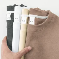 Fleece-Lined Warm Men's Round Neck T-Shirt Base Layer Top Long Sleevet Autumn/Winter Solid Color Double-Sided Fleece Body Shirt