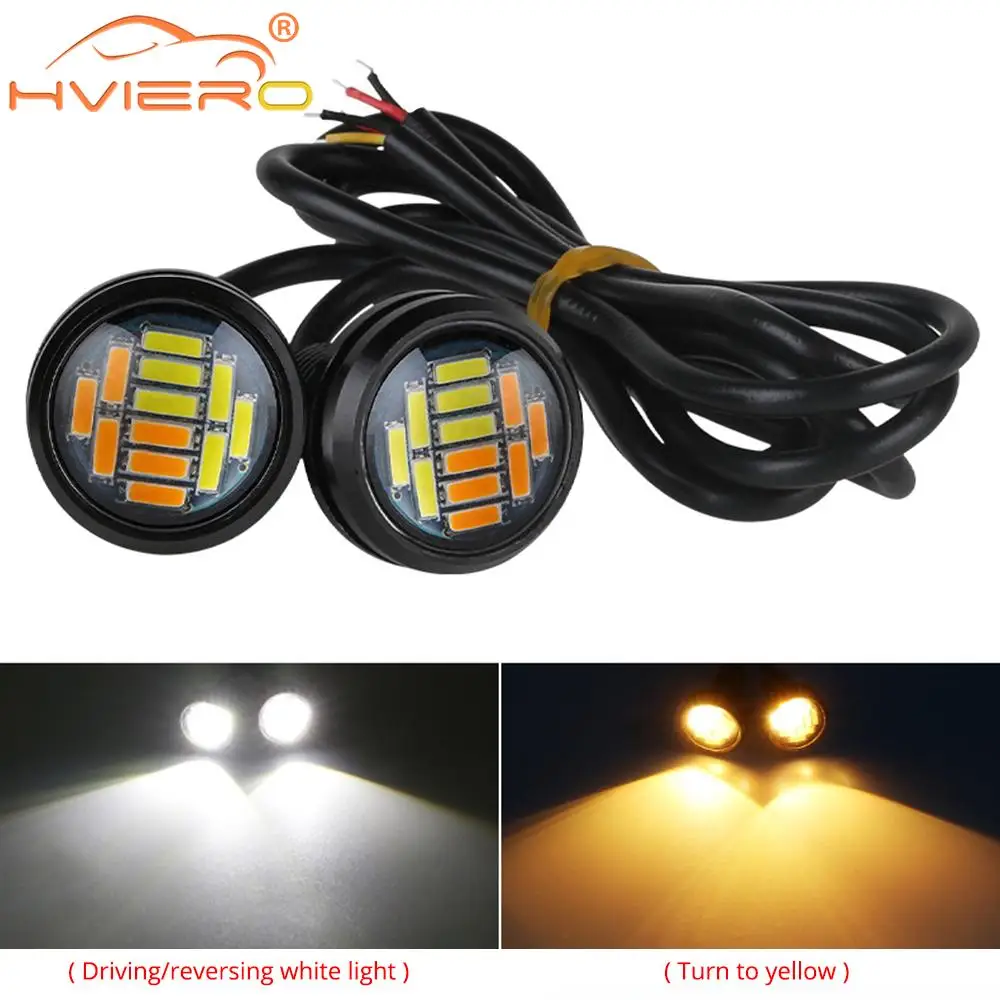2X-23mm-4014-12Smd-Eagle-Eye-indicatori-di-direzione-bianco-giallo-Day ...