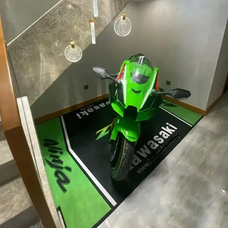 Description Picture 6 of itemKawasaki Motorcycle Carpet Garage Mat Racing Cool Moto Display Motorcycle Display Mat Kawasaki Anti-slip Floor Decoration Rug