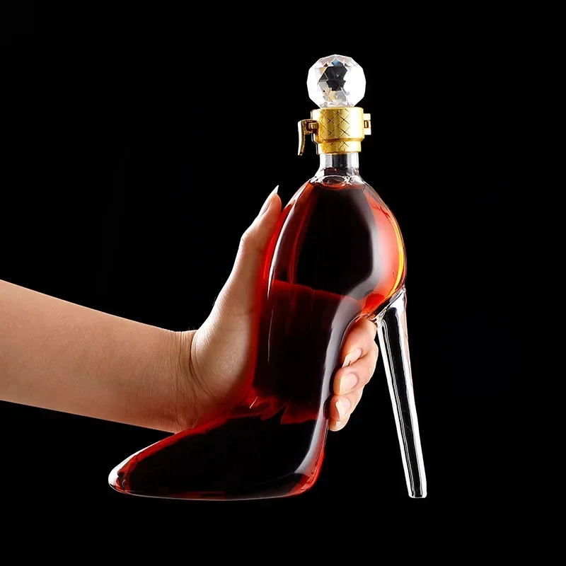Shaped High-heeled Shoes Wine Shaker Creative Modeling Household Baijiu Red Wine Bottle Glass Empty Bottle Craft