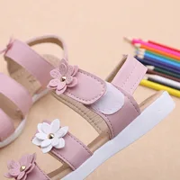 Little Girls Summer Casual Sandal Three Flower Detail New Kids Roman Beach Shoes Stylish Beach Experience for Children Adventure 5