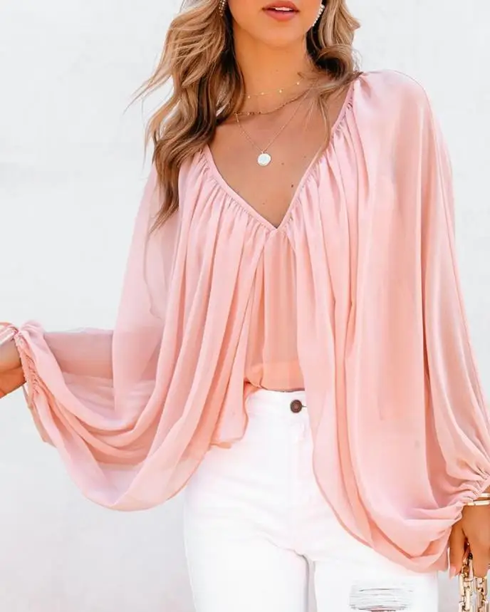 Tied Detail Backless Ruched Batwing Sleeve Top Fashion Woman Blouses Shirt 2023 Clothing T-Shirts Pullover Tops