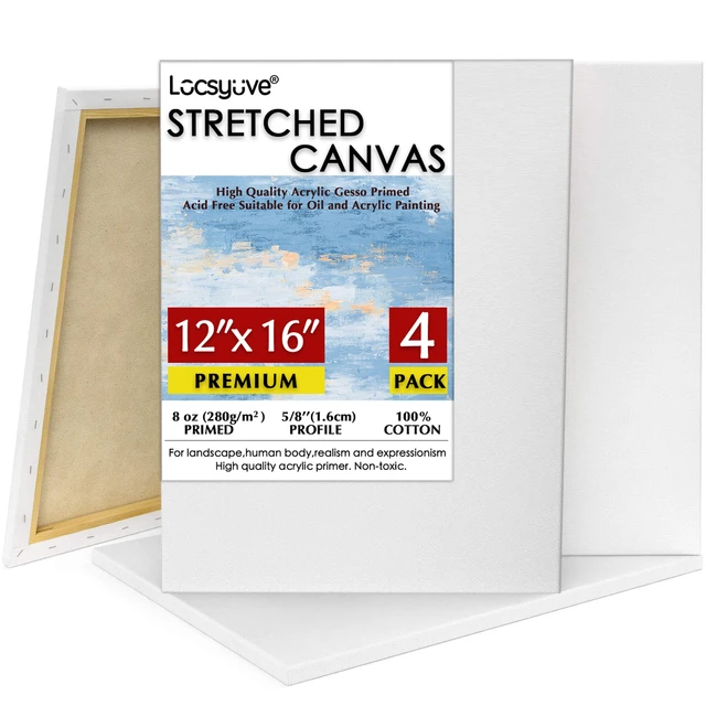 U.S. Art Supply 4 x 4 inch Stretched Canvas 12-Ounce Primed 6-Pack -  Professional White Blank 3/4 Profile Heavy-Weight Gesso Acid Free Bulk  Pack - Painting, Acrylic Pouring