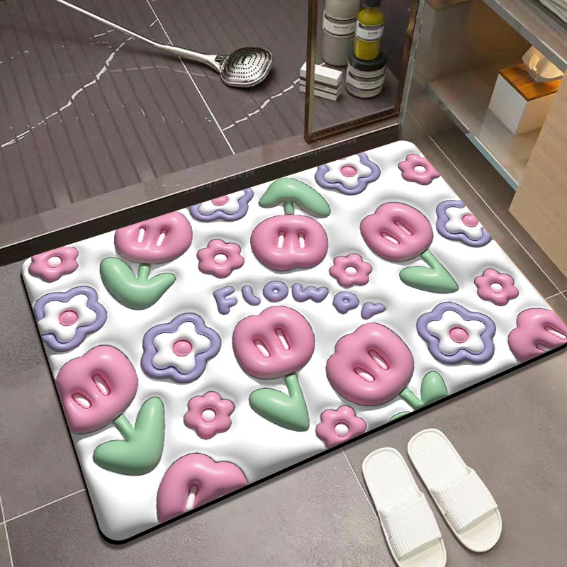 Diatomaceous Mud Water Absorbing Bath Mat, Quick Drying Bathroom Floor Mat,  Solid Color Simple And Suitable For Various Types Of Floor Rubber Anti Slip  And Water Absorbing Carpets, Thick, - Temu