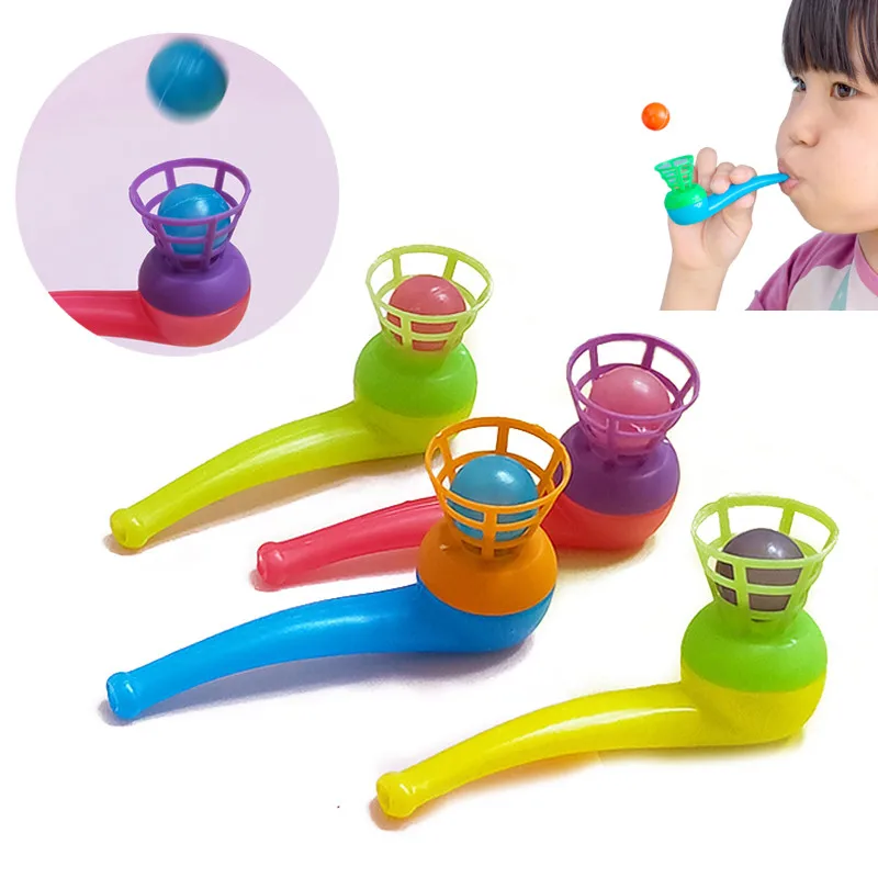 

6PCS/Set Children Toys Sports Games Blow Pipe & Balls Kid Blow Blowing Gift Plastic Pipe Balls Toy For Girls Color Random