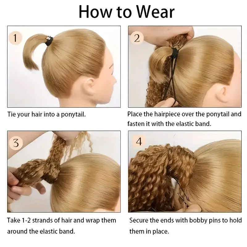 11 Strands 24 Inch Water Wave Curly Braided Ponytail Extension Synthetic Braiding Hairpiece for Daily DIY Styling 3