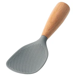 Non-Stick Silicone Rice Spoon and Cooking Ladle with Draining Holes (Gray 1Pcs)